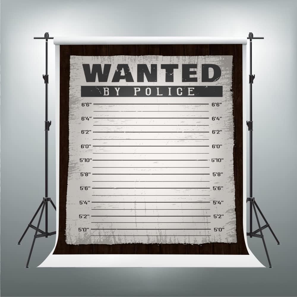 Mugshot Backdrop 5x7ft Police Lineup Backdrop Vinyl Height Chart Wanted Sign