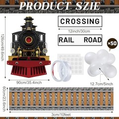 54 Pcs Train Party Decorations Train Hanging Banner Railroad Crossing Sign