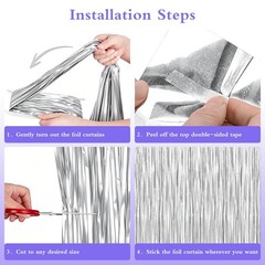 4 Pack Silver Foil Fringe Backdrop Curtains 39.4×78.8in – Metallic Tinsel Stream