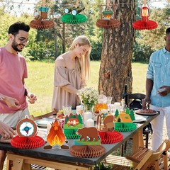 12PCS Camping Party Decoration Camping Honeycomb Centerpieces Camping Decorat…