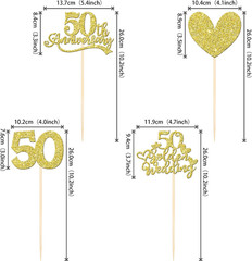 12 PCS 50Th Anniversary Centerpiece Sticks Double Sided Gold Glitter Heart 50 Go