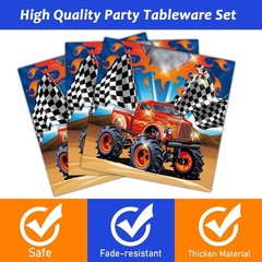 Complete 96PCS Truck Party Decorations – Plates, Napkins, Forks for 24 Kids