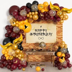 Ouddy Life 172pcs Wizard School Balloon Garland Arch Kit Burgundy Black Gold