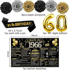 Complete 21-Piece Black Gold 60th Birthday Decoration Set – Perfect for Parties