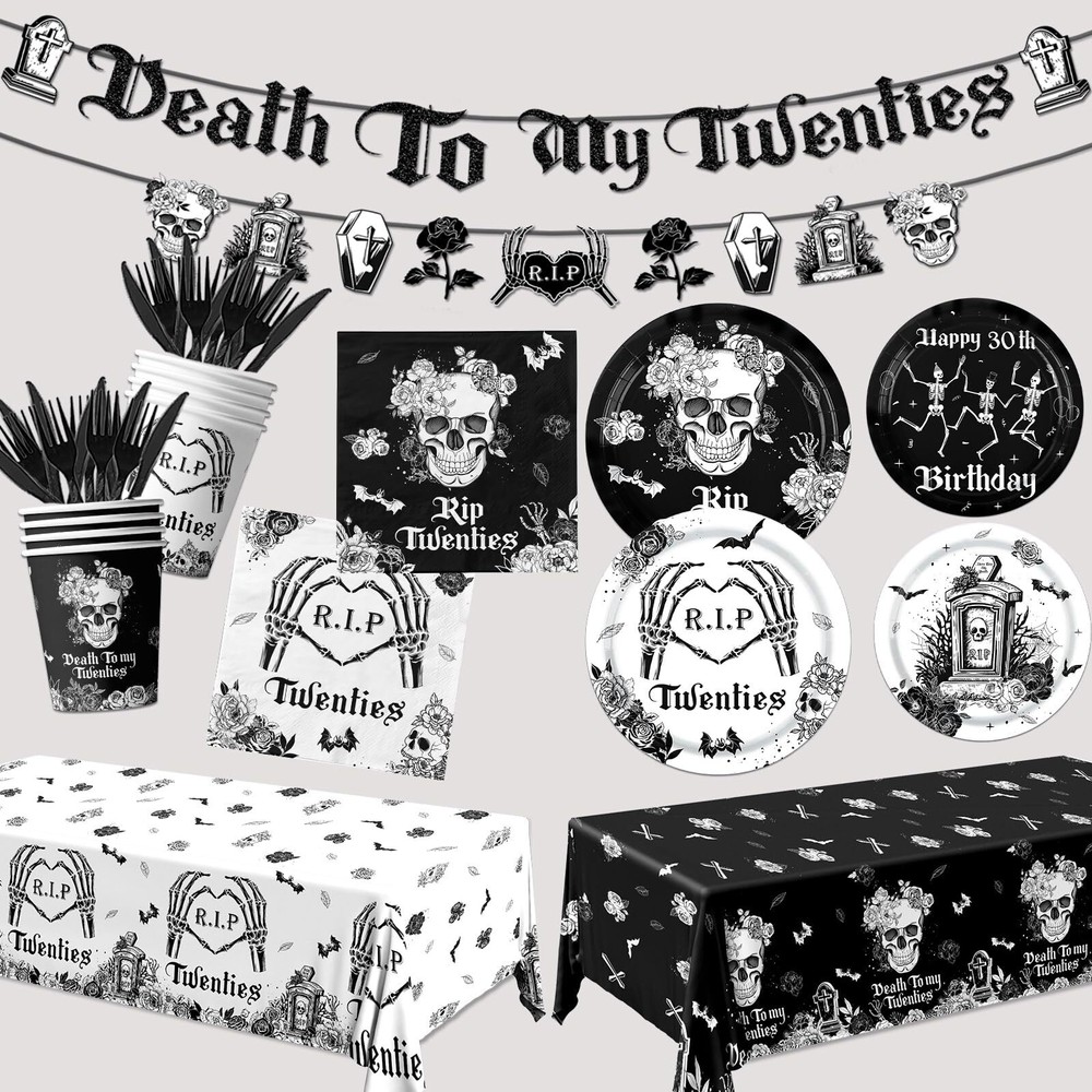 Death to My 20s Tableware Decorations-30th birthday Tableware Supplies,143Pcs…