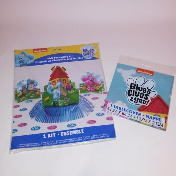 Blue’s Clues Party Set Nickelodeon Tablecloth Table Decoration Kit 3 Piece Cente