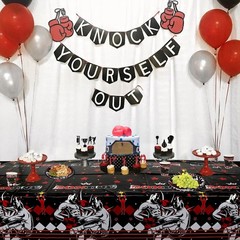 4 Piece Boxing Party Tablecloth Supplies, Boxing Rectangle Tablecloth, Boxing…