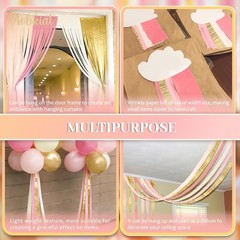 Wedding Party Decorations, 8 Rolls Pink Gold Crepe Paper Streamers for Weddin…
