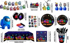 174 Pcs A-mong Us Birthday Decorations Banner Balloon Tablecloth Party Supplies