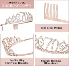Gorgeous 70th Birthday Decorations for Women: Sash & Tiara Gift Set in Rose Gold