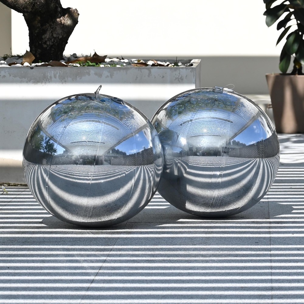Yescom 2PCS 20″ Big Shiny Inflatable Mirror Ball Giant Reusable Hanging Silver