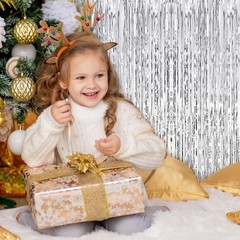 10 Pack Silver Foil Curtain Backdrop 3.2×9.8ft Tinsel Fringe Photo Booth Decor