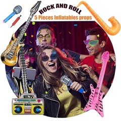 50 Pcs Rock Star Photo Booth Props Set – Sunglasses, Hats, Wigs & Inflatable Fun