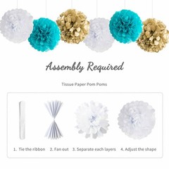 Teal Blue and Gold Happy Party Decorations Banner Turquoise Aqua Foil Fringe …