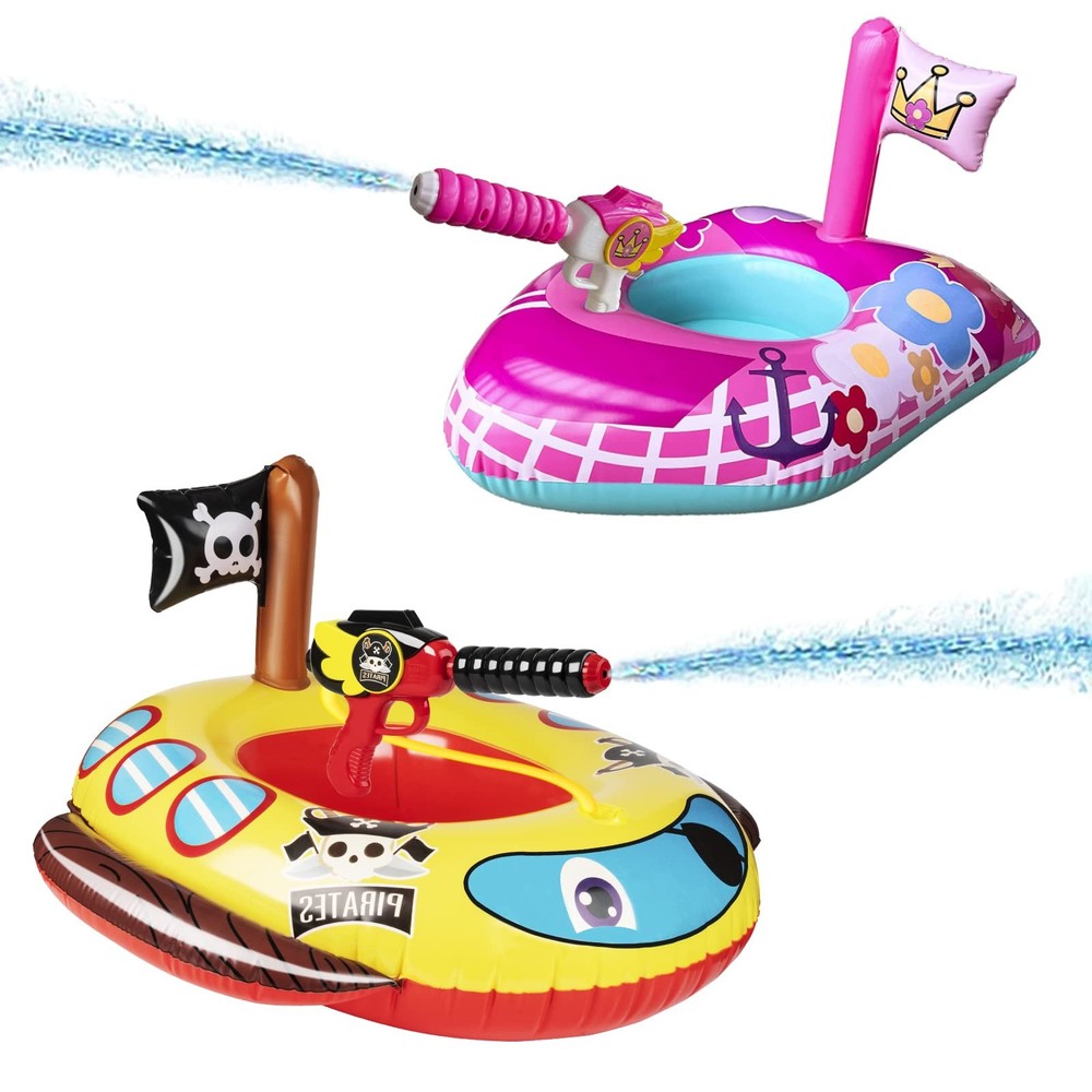 2 Pack Toddler Pool Floats with Squirt Gun, Inflatable Pool Toys for Kids, Pi…