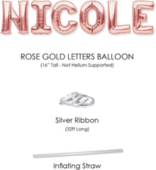 NICOLE Balloon Banner Big 16 Inch Rose Gold Foil Balloons Letters Name for Women