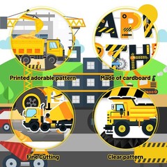 Construction Birthday Party Supplies & Decorations Kit with Excavator Banner,…