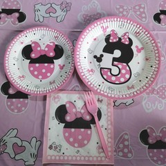 161PCS Minnie 3rd Birthday Party Decorations, Wild Three Balloons, Tableware & G