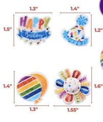Happy Birthday Rings 32 Cupcake Toppers Featuring Multi-Colored Balloons Part…