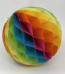 Vintage Multicolor Honeycomb Tissue Paper Ball Decor Lot of 3 14” Diameter