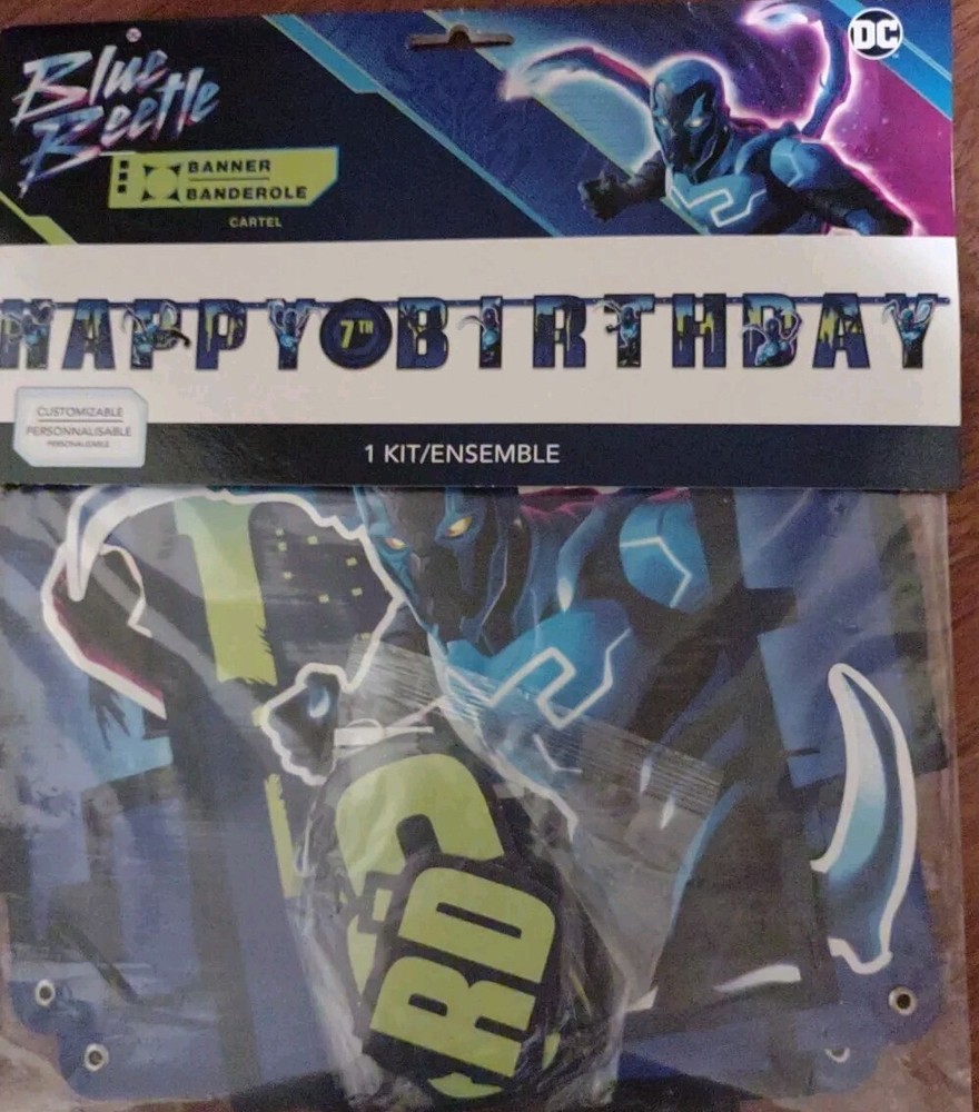 Blue Beetle DC Comics Birthday Party Banner And Tattoo Pack