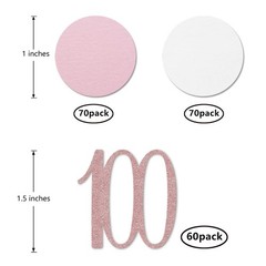 200 PCS Rose Gold 100th Glitter Birthday Number Confetti Anniversary Table Decor