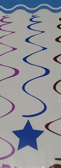 Happy Birthday Party Decor Banner Garland Swirl Streamers Stars Purple Silver