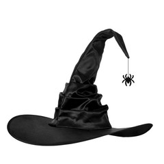 Black Masquerade Ruched Witch Hat Oversized Witch Hats Wide Brim Party Decor