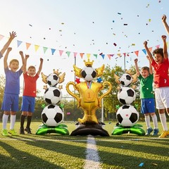 3 Pcs 39″ Standing Soccer Party Decorations Set with Foil Trophy and Soccer B…