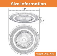 Elsjoy 6 Pack 10 Inch Large Glass Dinner Plate, Clear Round 10 inch,