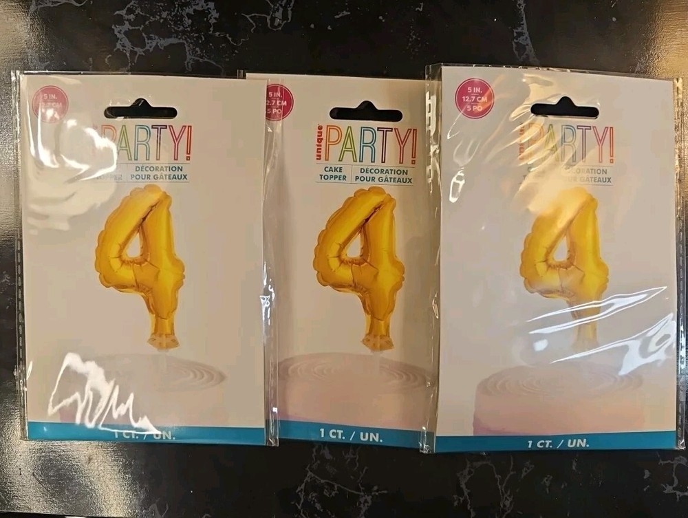 3×Number 4 Cake Topper Ballon. 5 Inches Tall.