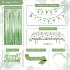 40th Birthday Decorations for Woman, Sage Green 32 Inches, Green, Gold
