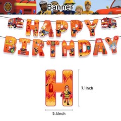 Fireman Sam Birthday Party Decor Supplies Balloons Banner Cake Toppers Kids