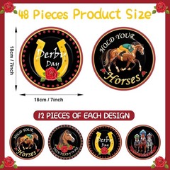 Durable 7-Inch Derby Day Party Plates – 48 Count with Stunning Designs
