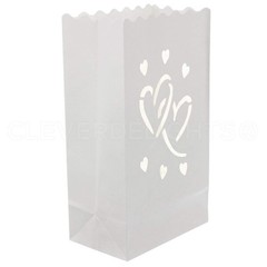 Interlocking Hearts White Luminary Bags Wedding Party Luminaria 30 PCS