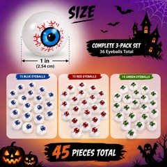 45 Halloween Eyeball Decorations Plastic Bloodshot Eyeballs Party Table Decor