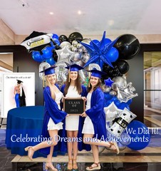 Royal blue black silver graduations Balloon Garland Arch Kit 130Pcs with Silv…