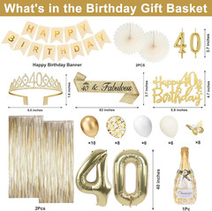 40Th Birthday Decorations for Women, Champagne Gold 40Th Birthday Decorations Wo