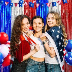 4th of July Decorations – American Flag Backdrop Streamers | Patriotic Memori…