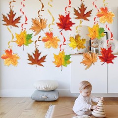 30 PCS PreAssembled Fall Maple Leaves Ceiling Hanging Swirls Party Decorations