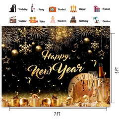 7X5ft 2026 Happy New Year Party Backdrop Fabric Sign Poster Banner with Pattern