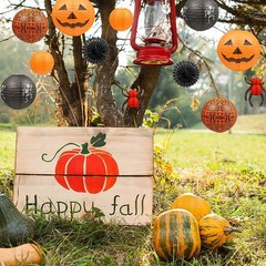 12Pcs Halloween Lanterns – Jack-O’-Lantern, Spider, Skeleton Decor for Indoor/Ou