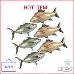 6 Pcs Fish Balloons,Inflatable Realistic Carp Tuna Fish Balloons for Gone Fishin