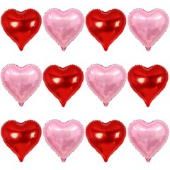 12 Pcs Red and Pink Heart Balloons – 18 Inch, Heart Foil Balloons Love Balloo…