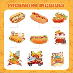 Vibrant Hot Dog Honeycomb Table Toppers – 9 PCs for Birthday Bashes