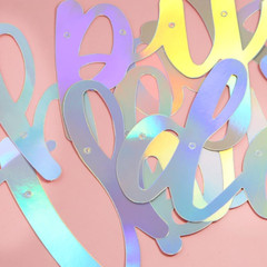 Holographic Happy Birthday Banner,Pre Strung Iridescent Birthday Party Decoratio