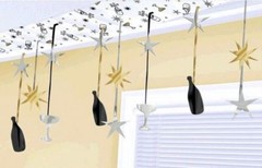 Champagne Glasses Bottles Stars Ceiling Decoration Black Silver Gold