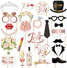 Photo Booth Props, 24PCS Photobooth Props, Funny Photo Props Party Props Access