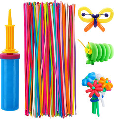 100 Pcs 260 Balloons Kit with Pump – Kids Premium Latex Twisting Long Balloons t