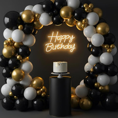 Happy Birthday Neon Sign for Backdrop, LED Happy Birthday Light up Sign, USB Pow